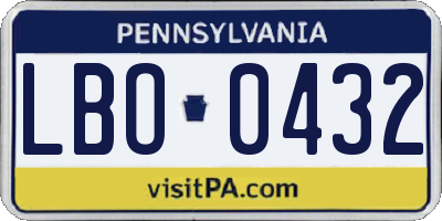 PA license plate LBO0432