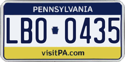 PA license plate LBO0435