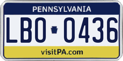 PA license plate LBO0436