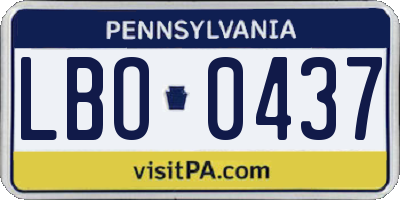 PA license plate LBO0437