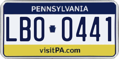 PA license plate LBO0441