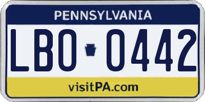 PA license plate LBO0442