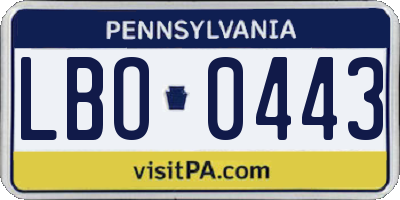 PA license plate LBO0443