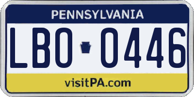 PA license plate LBO0446