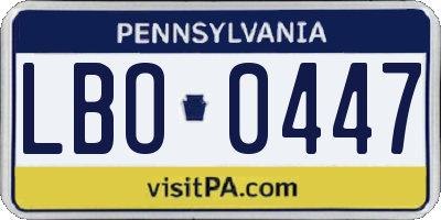 PA license plate LBO0447