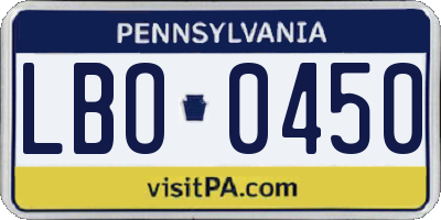 PA license plate LBO0450