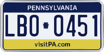 PA license plate LBO0451