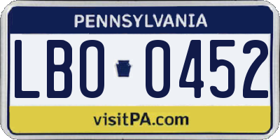 PA license plate LBO0452