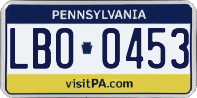 PA license plate LBO0453