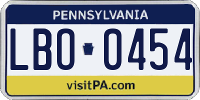 PA license plate LBO0454
