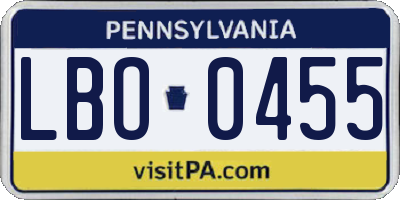 PA license plate LBO0455