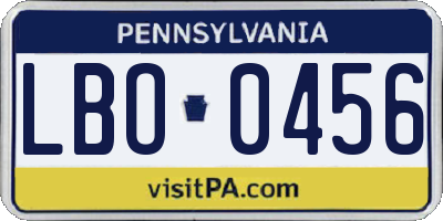 PA license plate LBO0456