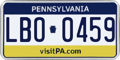PA license plate LBO0459