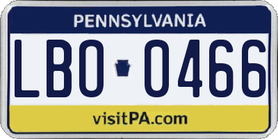 PA license plate LBO0466