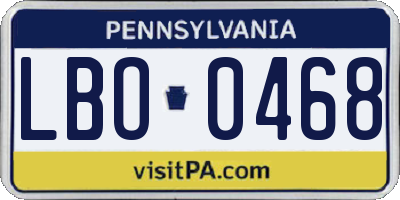 PA license plate LBO0468