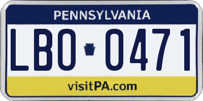 PA license plate LBO0471