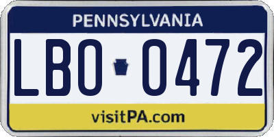PA license plate LBO0472