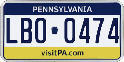PA license plate LBO0474