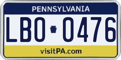 PA license plate LBO0476