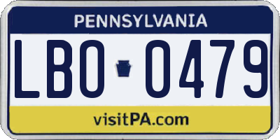 PA license plate LBO0479