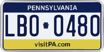 PA license plate LBO0480