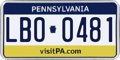 PA license plate LBO0481