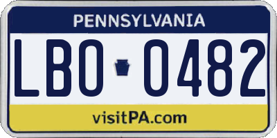 PA license plate LBO0482