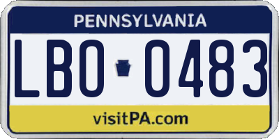 PA license plate LBO0483