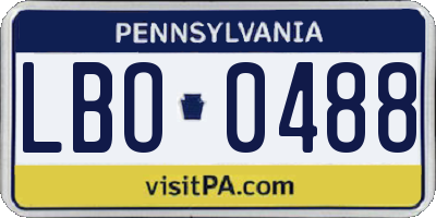 PA license plate LBO0488