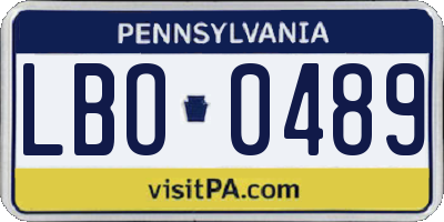 PA license plate LBO0489
