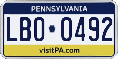 PA license plate LBO0492