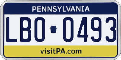 PA license plate LBO0493