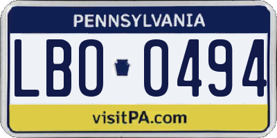PA license plate LBO0494