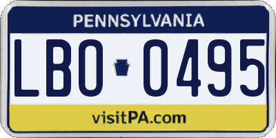 PA license plate LBO0495