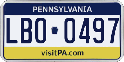PA license plate LBO0497