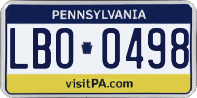 PA license plate LBO0498