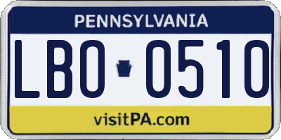 PA license plate LBO0510
