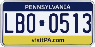 PA license plate LBO0513