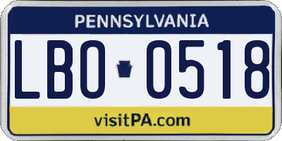 PA license plate LBO0518