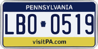 PA license plate LBO0519