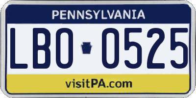 PA license plate LBO0525