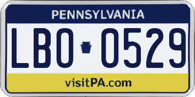 PA license plate LBO0529