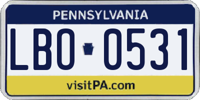 PA license plate LBO0531