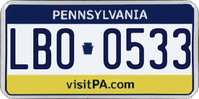 PA license plate LBO0533