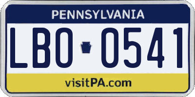 PA license plate LBO0541
