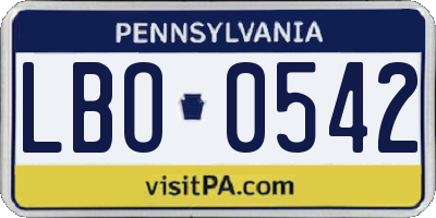 PA license plate LBO0542