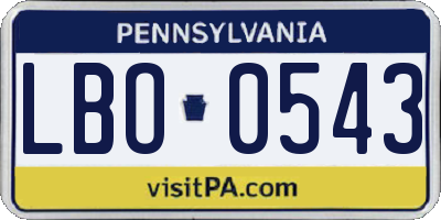 PA license plate LBO0543