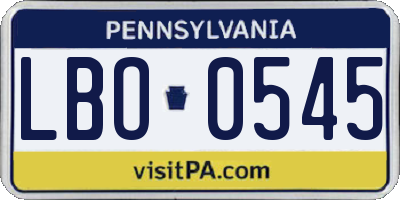 PA license plate LBO0545