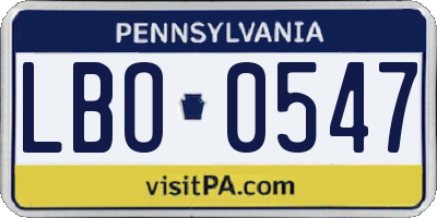 PA license plate LBO0547