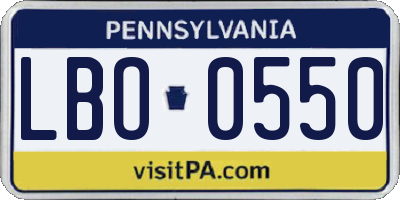 PA license plate LBO0550